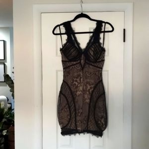 Bebe Lace Overlay Mini Dress Bodycon